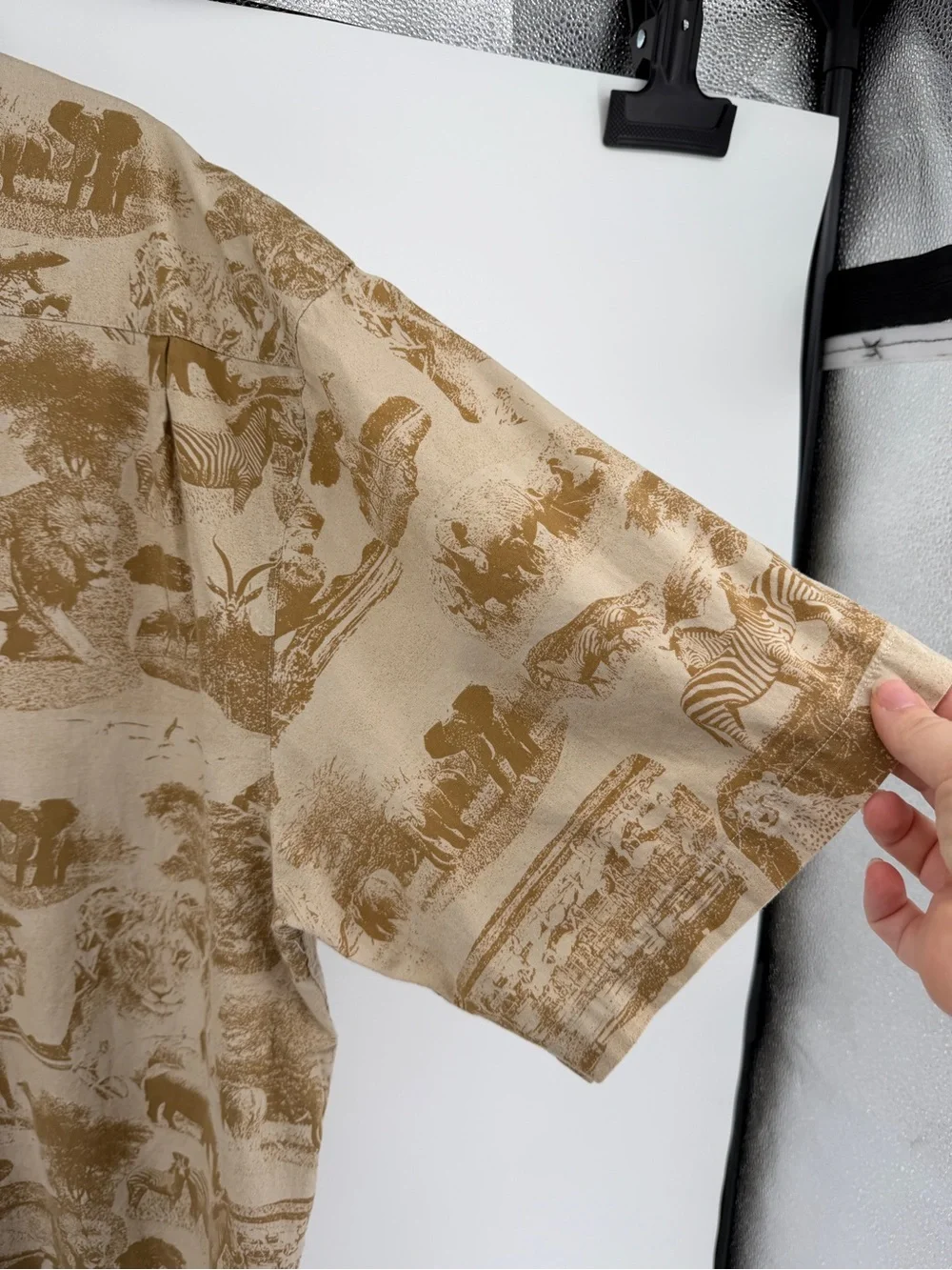 Vtg 80s Banana Republic Heritage ResortWear Safari Travel Co Toile Shirt XL
